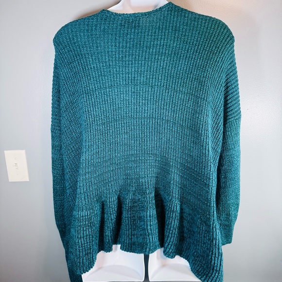 Absolutely Creative Worldwide Teal Chunky Knit Open Front Cardigan 3X USA Made - Picture 4 of 10